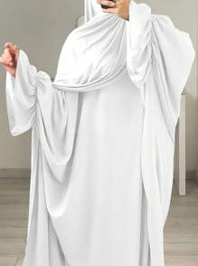1pc Moisture-Wicking And Breathable Loose Comfortable Batwing Abaya, Suitable For Women's Daily Wear Without Headscarf Soft Hijab,Women Veil - 彩色 - 查看 5