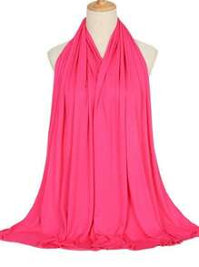 1pc Women Plus Size Knitted Headscarf/Shawl, Soft Casual Solid Color Headband, Scarf, Robe Accessory, Women Veil - Hot Pink - View 2