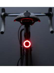 1pc Usb Rechargeable Bike Light, Heart-Shape Round Led Bicycle Front And Rear Caution Light, Waterproof Bicycle Tail Light With Cob Technology For Night Riding Lighting Equipment