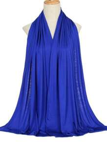 1pc Women's Plus Size Knitted Headscarf/Shawl, Soft Casual Solid Color Headwrap, Scarf, Robe Accessory, Face Veil, Beach, Holiday, Travel Essential - Royal Blue - View 3