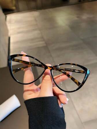 1pc/2pcs New Retro Fashion Lightweight Cat Eye Eyeglass Frames, Daily Casual Plain Glass Black Frame, Vintage Style