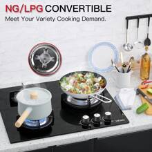 IsEasy Glass Gas Hob Natural Gas Propane Gas Cooking Plate Black 3 Burners Tempered Glass