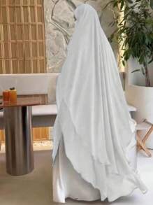 1 pièce Foulard long à double couche en mousseline de soie pour femmes, mode et élégant, convient pour le port quotidien et la prière pour le voile respirant et doux sous la abaya - Multicolore - Voir 12