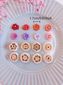 8入組夏季花朵造型聚合物粘土切割器 | 夏季切割器 | 耳環製作用花形切割器 | 3D列印切割器 | 粘土工具 - 淺粉色 - 查看 4