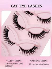 Asiteo 5 Pairs Cluster False Eyelashes, Cat Eye Natural Style, Extended Tail Lashes, Faux Mink Lashes, Fox Eye Lashes, Makeup Eyelash Extensions - 黑色 - 查看 3