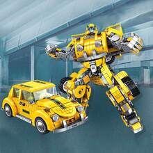 Robot transformador amarillo, juguete de montaje de bloques de construcción pequeños - Amarillo - Ver 2