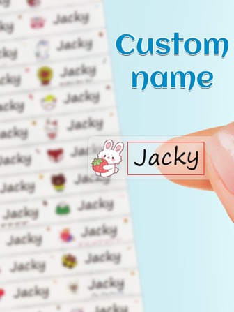 80pcs Customized Transparent Stickers With Custom Names, Cute Cartoon Pattern Waterproof And Tear Resistant Stickers, Personalized Labels, Perfect School Supplies For Holiday Office Innovation, Seal, No-Iron, Reusable, Adhesive Exquisite, Cute, Adorable, Colorful Custom, Personalized, Unique Ideal Gifts For Him Her, Family, Friends, Son, Daughter, School Students For Anniversaries, For Children's Day, For Birthdays School, Home