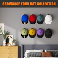 24 Pack Adhesive Hat Hooks For Wall, Strong Hat Rack For Baseball Caps, Minimalist Hat Organizer Display For Home Decor, Hat Hold Hanger For Wall, Door, Closet, No Drilling - 黑色 - 查看 6
