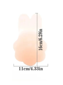 1pair Women's Invisible Rabbit Skin Rabbit Ear Chest Paste, Reusable Silicone Adhesive Bra With Lift, Strapless Push Up Bra With Reusable Silicone Rabbit Nipple Covers - Beige - View 2