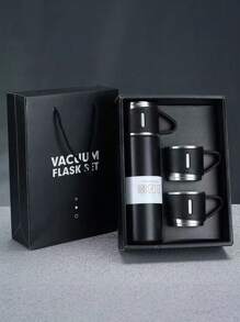 3入組/套禮物盒304不銹鋼絕緣杯子(1絕緣杯子帶3茶杯) - 黑色 - 查看 10