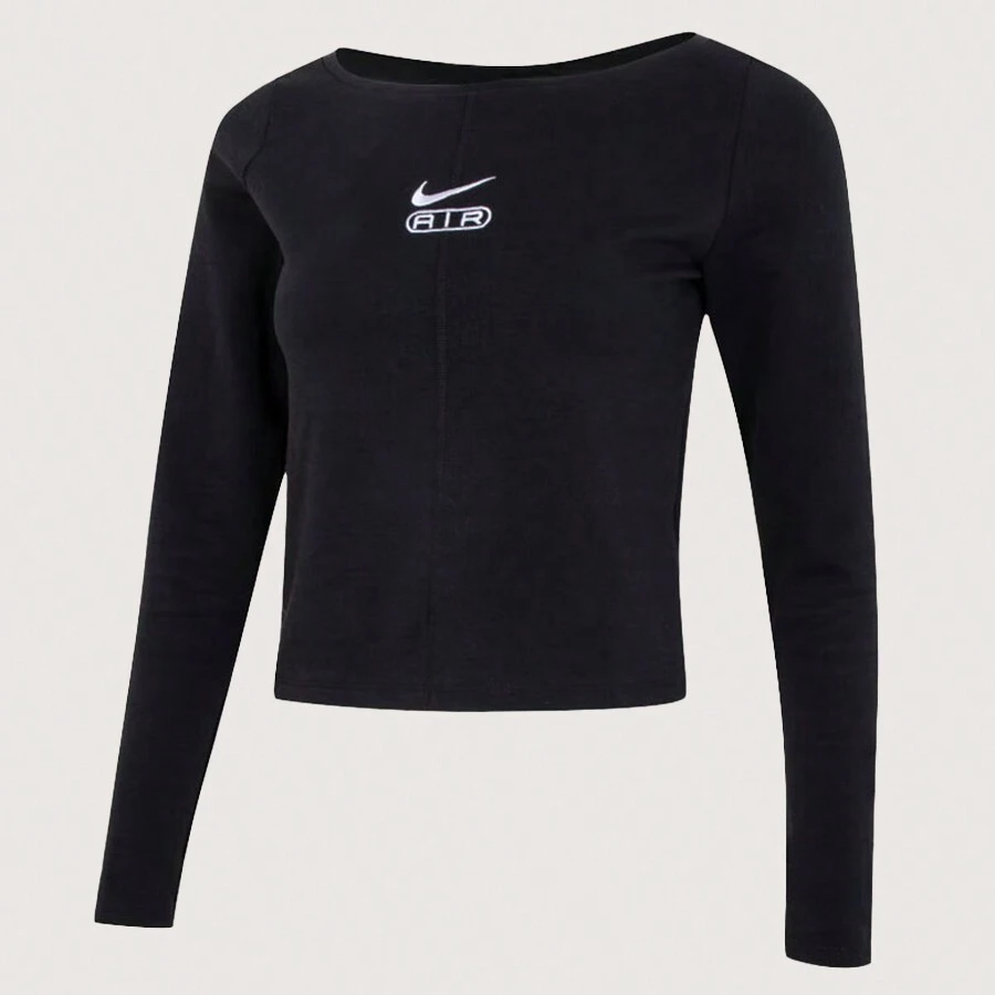 Nike 耐克 女子休闲字母刺绣长袖运动 T 恤 FN1912-010 - 黑色 - 查看 1