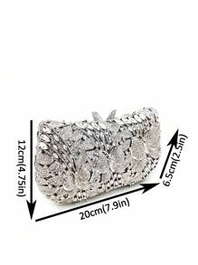 Luxurious Black/Silver Crystal Clutches Bags Butterfly Design Evening Purses For Wedding Bride,All Handmade Rhinestone Handbags,All Handmade Rhinestone Women Party Clutches,Rhinestone Handbags With Chain For Party&Prom Events Dinner Bag,Best Gift For Women
