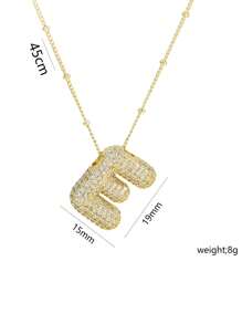 1 Peça de Novo Colar de Pingente de Letra A-Z com Micro Pavé de CZ de Luxo, Colar de  de Letra de Nome Inicial masculino e feminino, eletroplatedo com ouro de 18k.