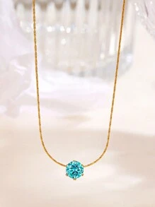 1 Peça Colar Pingente De Diamante De 6 Presilhas Em Aço Inoxidável Com Design Único No Estilo Europeu E Americano Banhado A Ouro, Adequado Para Uso Diário E Festa De Namoro