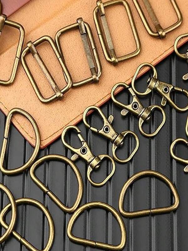30pcs/20pcs Antique Brass Purse Making Hardware, Including Swivel Snap Hooks, D-Rings And Adjustment Slider Buckles For Handbags Pet Collars Keychains Lanyards