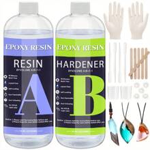 Bộ nhựa Epoxy 250ml/500ml, keo nhựa AB trong suốt 1:1 để làm đồ trang sức DIY, đồ thủ công thủy tinh, bộ nhựa chống tia cực tím - Nhựa - Xem 1