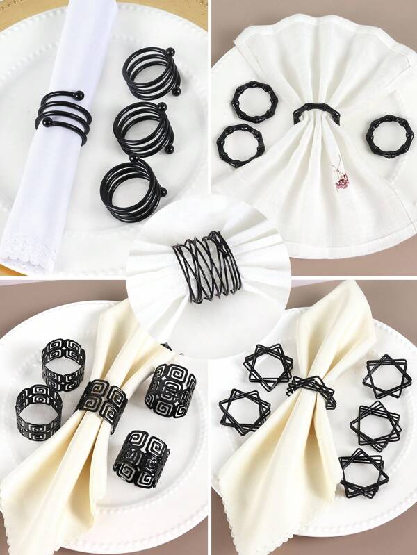 2 Stücke Serviettenringe, schlichte und modische schwarze Serie Serviettenhalter, geeignet für alle Arten von Zuhause Küche Restaurant Szene Serviettenclips, Hotel Bauernhaus, Veranstaltungstreffen, Fest Feier, Hochzeitsfeier, Tischdekoration Ring, kreative Designring mit hoher Textur für Servietten
