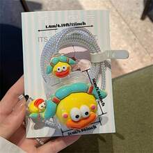 Silicone 3D Cartoon Cable Protector Case, Cute Animal Charger And Data Cord Protective Cover, Compatible With IPhone 18W-20W USB Cables - No Battery Required - Multicolor - View 4