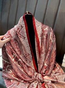 FADZOYLE 1 件 180 * 90 厘米围巾时尚海滩配饰佩斯利斗篷头巾头巾海滩罩衫纱笼几何图案花卉字母印花时尚围巾长缎丝感大头巾时装设计师新款优雅头巾盖头轻质防晒披肩系列礼物婚礼新娘伴娘披肩礼物，学校 - 圍巾 - 查看 7