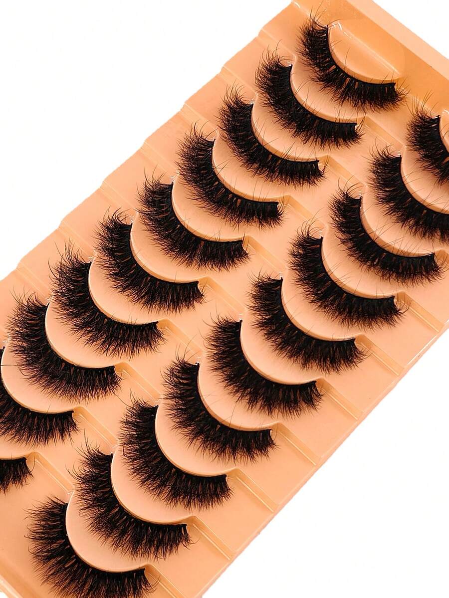 10 Pairs 5D Fluffy Mink Lashes 3D Faux False Eyelashes Multi Layer