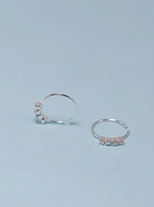 1pc Transparent Zirconia Nose Ring, 925 Sterling Silver Cartilage Earring, Suitable For Nose, Cartilage, Helix, Tragus, Conch, Daith - Silver - View 4