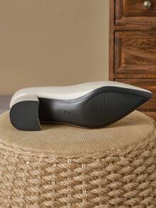 MonaNise 女士尖头舒适石纹印花 4 厘米高跟粗跟鞋：红色、杏色、藏青色、粉色、紫色、黑色