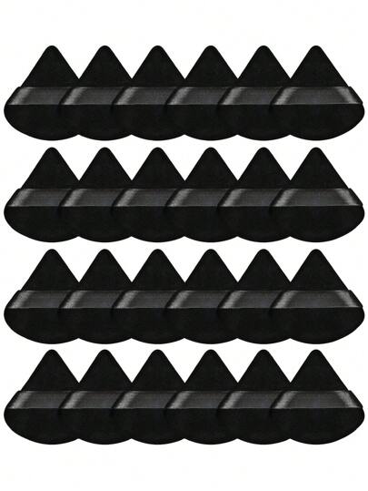 24pcs Velvet Triangular Powder Puff, Designed For Contouring, Eye And Corner Areas, Makeup Sponge Foundation Mixing Container, Suitable For All Skin Types