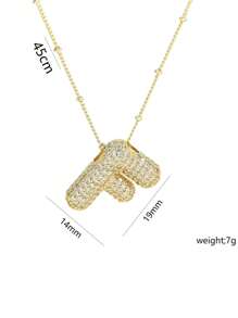 1 Peça de Novo Colar de Pingente de Letra A-Z com Micro Pavé de CZ de Luxo, Colar de  de Letra de Nome Inicial masculino e feminino, eletroplatedo com ouro de 18k.