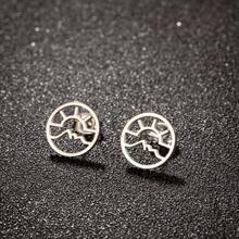 1 Pair Stainless Steel Ocean Wave Sun Rise  Stud Earrings Jewelry Hollow Earrings Gift - 457 - View 20