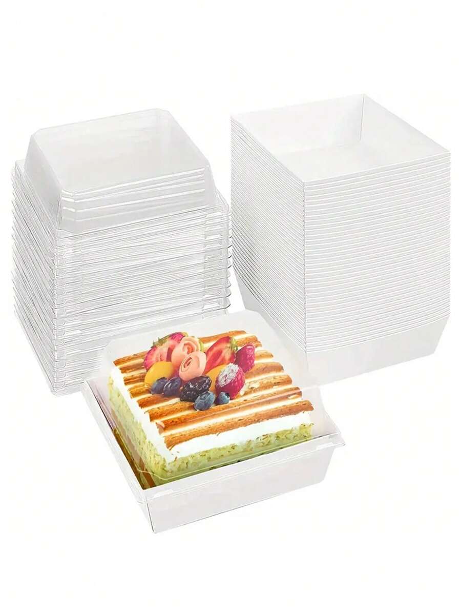 10/12/15/20 piezas Cajas de papel para charcutería con tapas transparentes, cajas de galletas marrones, cajas de postres, recipientes desechables para alimentos para sándwich, rebanada de pastel, magdalena, fresa cubierta de chocolate, accesorios de cocina, suministros de repostería, organización y almacenamiento de cocina