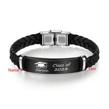 Vòng tay dây da nam cá tính - Quà tặng tốt nghiệp tên tùy chỉnh kèm mũ quyến rũ 2024 - C - Xem 5