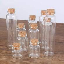 24pcs/Lot 10ml/15ml/20ml/25ml/30ml/40ml/45ml/50ml/55ml/60ml Transparent Glass Bottles With Cork Stopper, DIY Craft Small Bottle, Wishing Bottle, Home Decoration, Storage Jars Best Gifts Birthday Graduation
