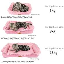 1 pieza Casa para perros de alta gama y ropa de cama con encaje a cuadros suave, transpirable y cómoda, fácil de lavar, duradera, no pegajosa y adecuada para todas las estaciones. Ideal para gatos y perros de todas las tallas.