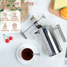 Máy pha cà phê kiểu Pháp Máy ép cà phê bằng thép không gỉ có vách đôi 34oz với bộ lọc 3 lớp Máy ép cà phê cách nhiệt Máy ép cà phê 8 cốc Máy ép cà phê kiểu Pháp di động Máy pha trà Máy pha cà phê cho đồ dùng học tập tại nhà - Bạc - Xem 2