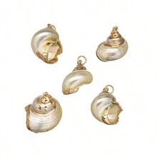 5入組自然金箔邊鮑魚貝殼螺形螺殼海洋風格彩色貝殼吊墜項鍊，時尚DIY珠寶風鈴項鍊和手鍊，男女均可 - 5pc吊墜 - 查看 27