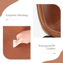 OLIXIS 26 Inch Counter Height Bar Stools Set Of 2, Modern Faux Leather High Barstools With Back And Metal Leg, Bar Chairs For Kitchen Lsland, Brown