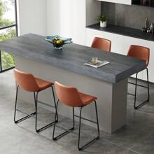 OLIXIS 26 Inch Counter Height Bar Stools Set Of 2, Modern Faux Leather High Barstools With Back And Metal Leg, Bar Chairs For Kitchen Lsland, Brown