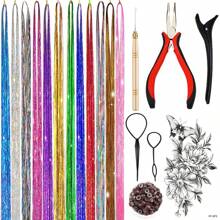 Phần mở rộng tóc Tinsel Ngày 4 tháng 7 Bộ dụng cụ kéo tóc Tinsel Tóc thần tiên, với dụng cụ Tóc Tinsel Hạt nối tóc Loại bỏ Kìm Kéo móc nối tóc 12 màu Tóc Tinsel Chịu nhiệt Tóc lấp lánh lấp lánh cho bữa tiệc Giáng sinh năm mới (48 inch) - Nhiều màu - Xem 8