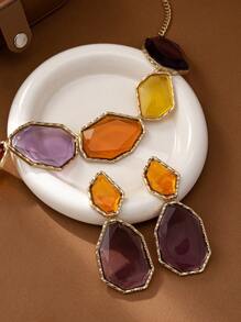 1 Set Of Fashionable And Versatile Bright Earrings And Necklace For Summer