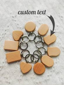1入組木質吊墜，可選擇不同形狀和圖案，可刻上毕业、生日、感恩节、情人节、圣诞节或其他场合的字样，可作为钥匙扣或礼物定制 - 彩色 - 查看 13