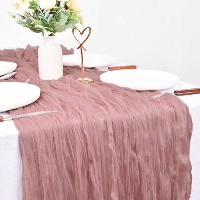 1/2 Pcs Cheesecloth Table Runner Boho Gauze Table Runner Cheese Cloth Long Table Runner Romantic Table Runner For Wedding Bridal Shower Birthday Party Table Decor
