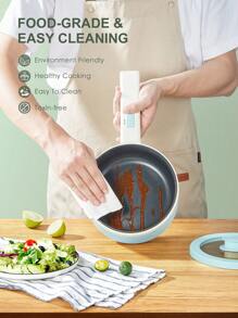 Reemix Hot Pot Electric With Steamer, 1.6L Ramen Cooker Non-Stick Sauté Pan For Steak, Egg, Fried Rice, Ramen, Oatmeal, Soup, Portable Personal Hot Pot Perfect Suit For Dorm Room And Apartment (Aqua) - View 5