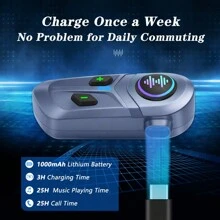 Kihous 透過語音控制BT 5.4智慧型語音控制摩托車頭盔耳機，支援無線電話、音樂播放與柔和麥克風 - 黑色 - 查看 7