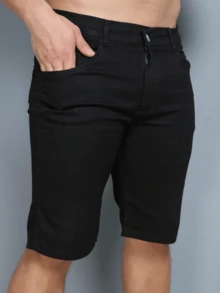 Men Denim Shorts - 黑色 - 查看 3