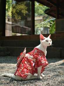 1 件带钩环扣的宠物衣服，春夏设计，适合狗和猫，狗和猫服装，圣诞节，圣诞装饰