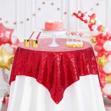 1-Pack Black Sequin Tablecloth Halloween Glitter Tablecloth 48*95 Inches Rectangular Tablecloth Suitable For Wedding Birthday, Party, Ceremony, Christmas, Photo, Curtain, Stage Background, Banquet, Celebration, Kitchen, Home, Party Dance Table Decoration,Christmas - Solid Color - View 20