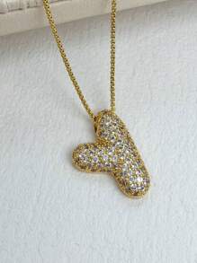 1 Peça Novo Colar de pingente de letra A-Z 26 CZ Exagerado Grande Estilo Hip-Hop de Luxo, Colar de corrente em aço inoxidável com banho de ouro 18K para homens e mulheres com nome ou inicial.