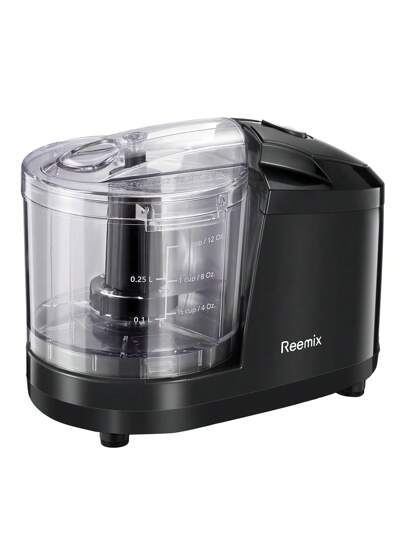 Reemix 1.5-Cup One-Touch Electric Food Chopper, 100W Mini Food Processor Meat Grinder, Mix, Chop, Mince And Blend Vegetables, Fruits, Nuts, Meats, Stainless Steel Blade (Black)