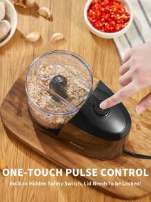 Reemix 1.5-Cup One-Touch Electric Food Chopper, 100W Mini Food Processor Meat Grinder, Mix, Chop, Mince And Blend Vegetables, Fruits, Nuts, Meats, Stainless Steel Blade (Black) - US A Type Plug(110-127V) - View 3