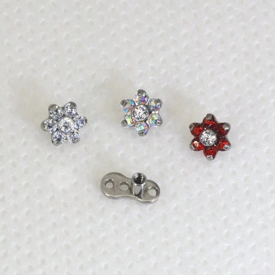 1pc 14G Flower Stud Collarbone Piercing, Fresh And Punk Body Jewelry Ins Style - Multicolor - View 1